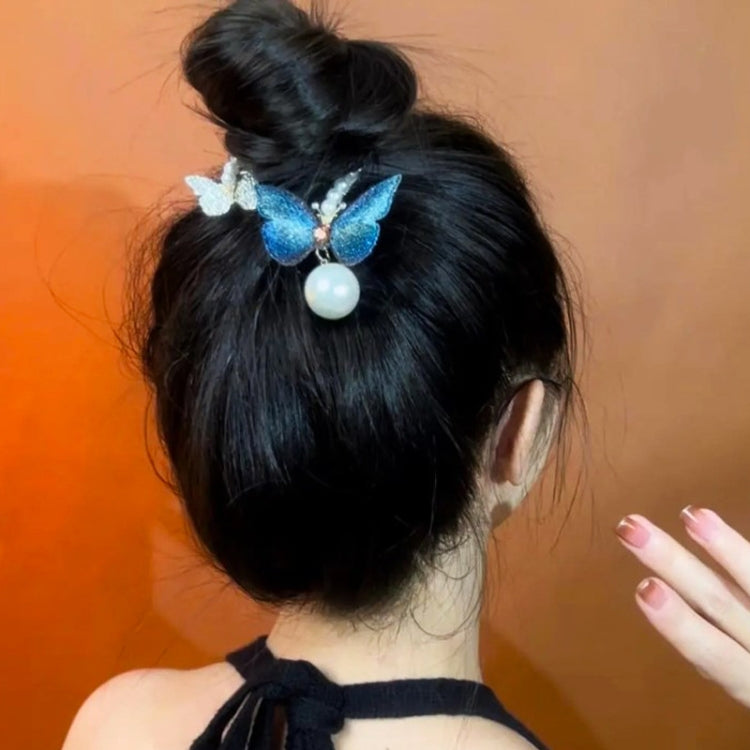 4pcs Rhinestone Butterfly Hair Clip Embroidered Ponytail Hair Clasp