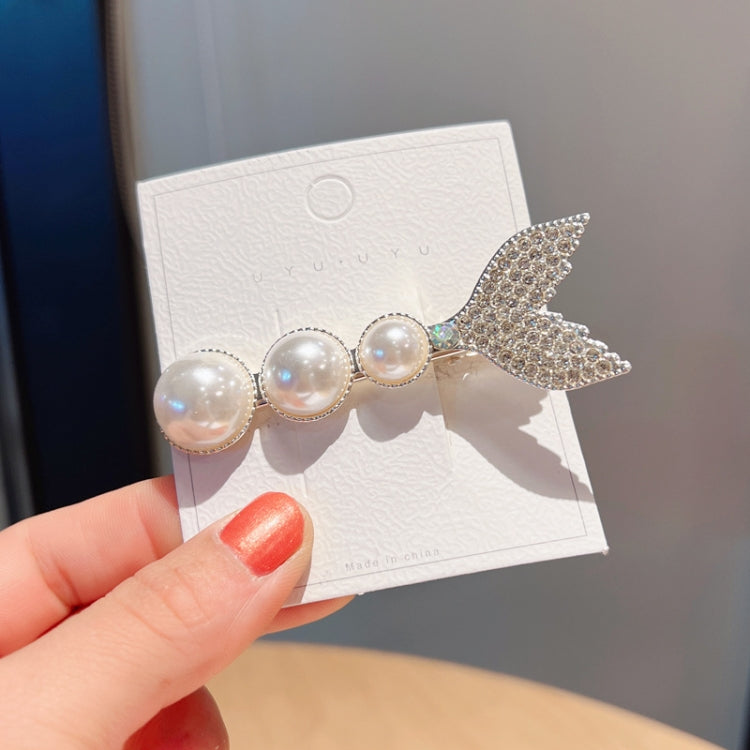 10pcs Mermaid Fishtail Hair Clip Pearl Glitter Diamond Duckbill Clip(LD273)