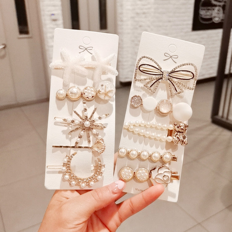 3sets Star Sea Pearl Rhinestone Hair Clip Teenage Girls Headdress