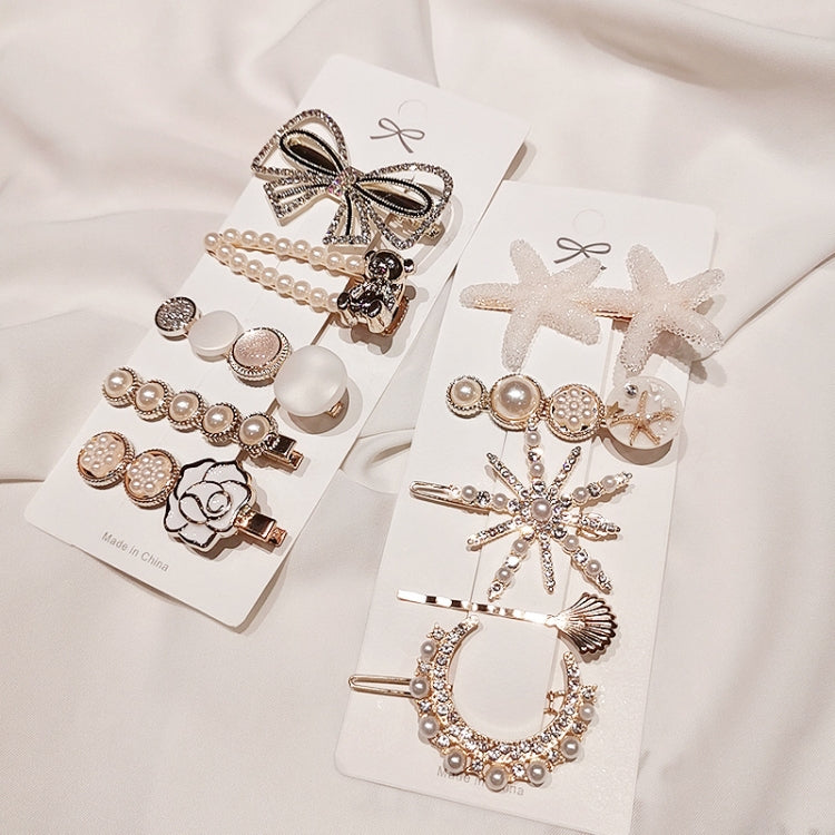 3sets Star Sea Pearl Rhinestone Hair Clip Teenage Girls Headdress