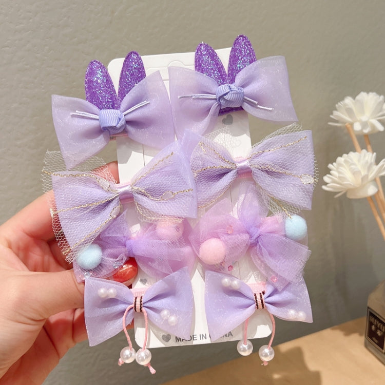 3sets Sweet Coloured Bow Hair Clip Set Mesh Duckbill Clip Headpiece