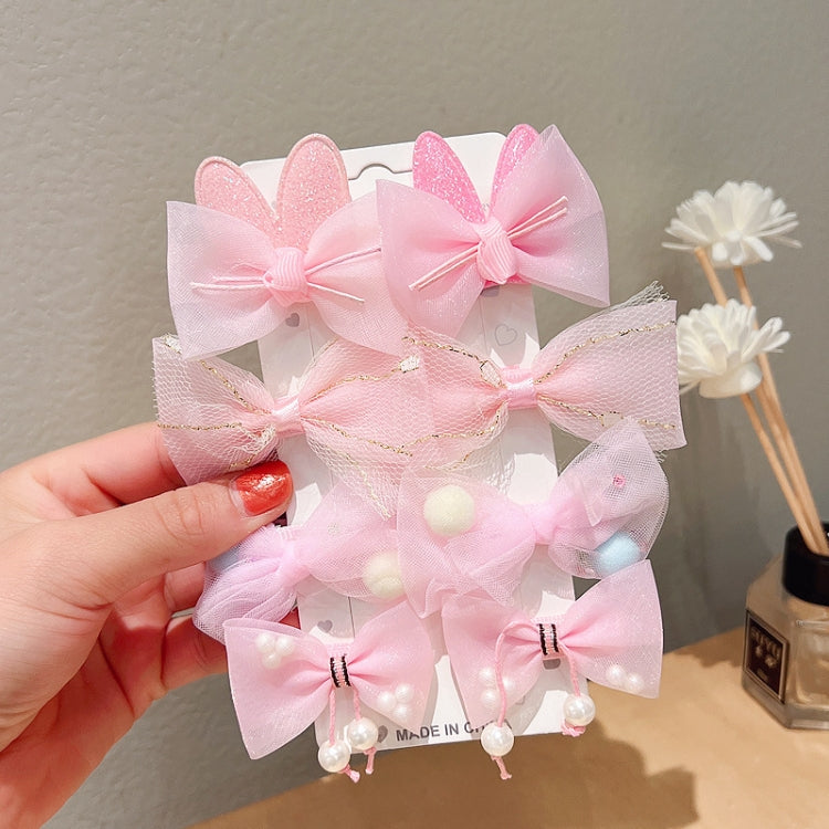 3sets Sweet Coloured Bow Hair Clip Set Mesh Duckbill Clip Headpiece