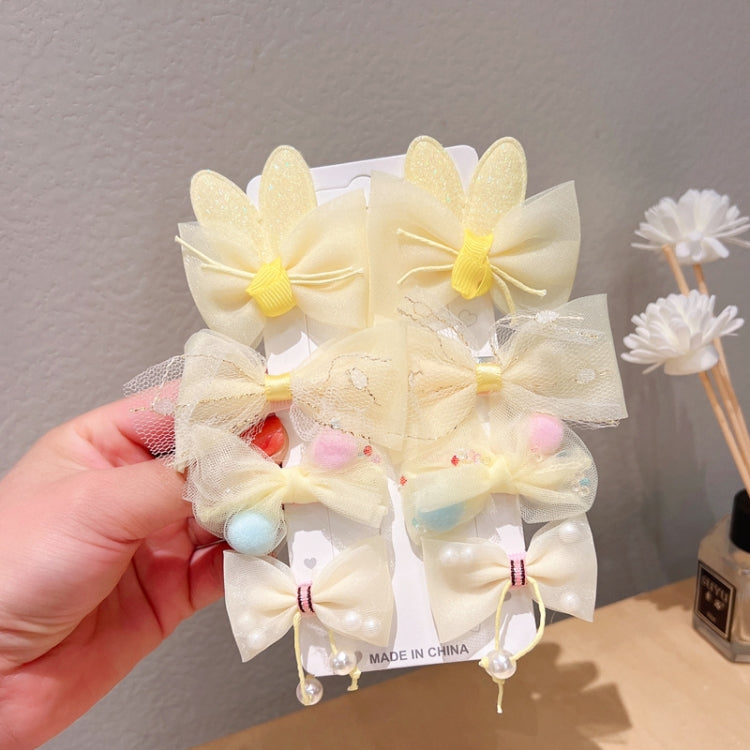 3sets Sweet Coloured Bow Hair Clip Set Mesh Duckbill Clip Headpiece