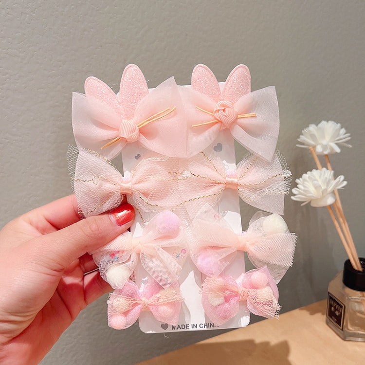 3sets Sweet Coloured Bow Hair Clip Set Mesh Duckbill Clip Headpiece