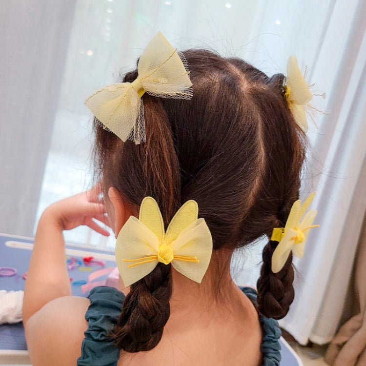 3sets Sweet Coloured Bow Hair Clip Set Mesh Duckbill Clip Headpiece