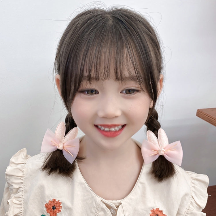 3sets Sweet Coloured Bow Hair Clip Set Mesh Duckbill Clip Headpiece