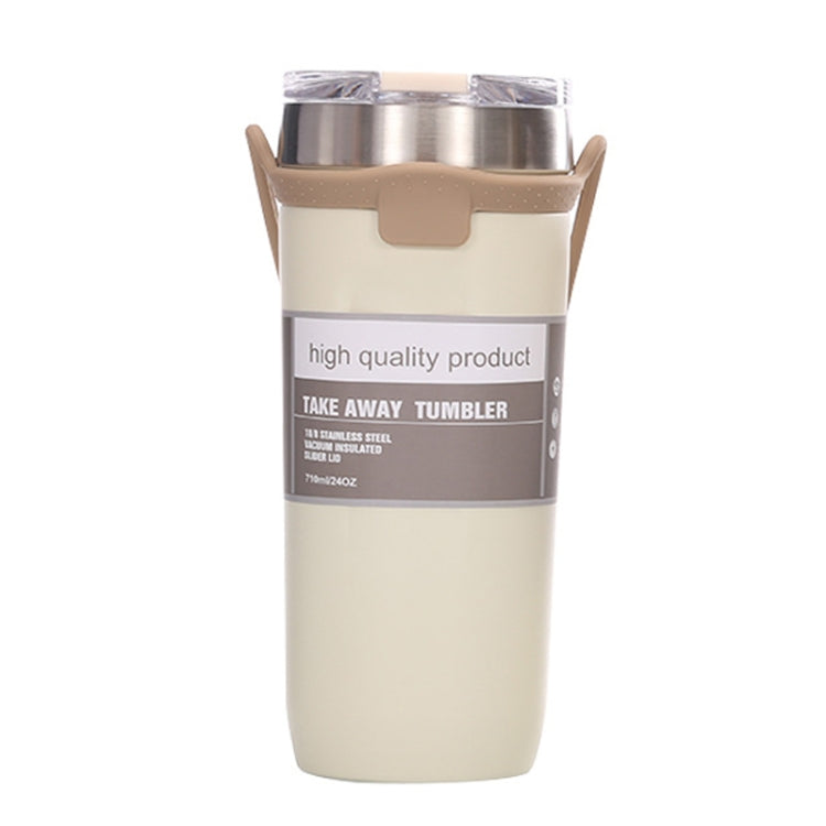 Large Capacity Silicone Car Stainless Steel Coffee Cup Vacuum Dual Layer Cup 750ml