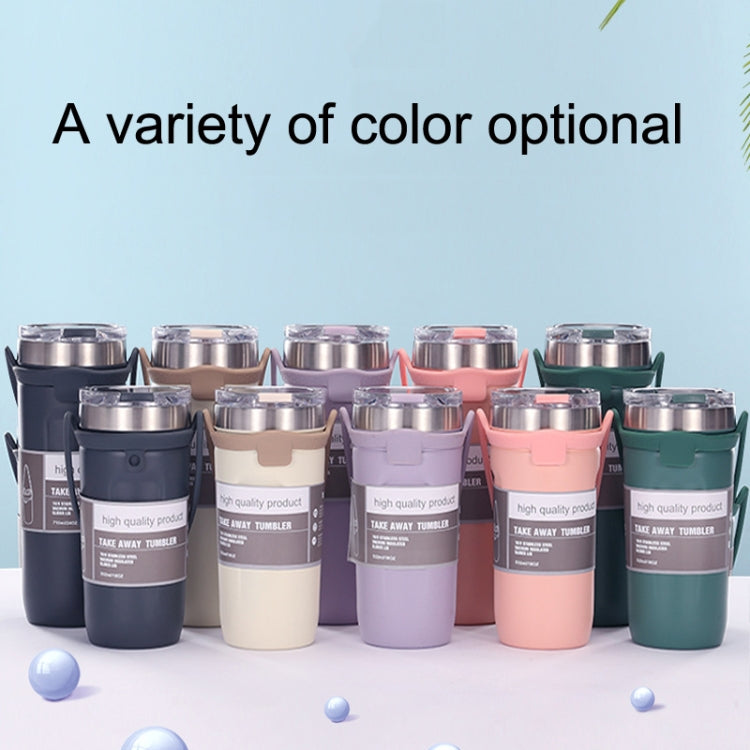 Large Capacity Silicone Car Stainless Steel Coffee Cup Vacuum Dual Layer Cup 750ml