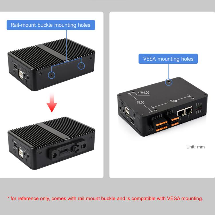 Waveshare Gigabit/2.5G Dual Ethernet Industrial Computer Based On Raspberry Pi CM5 2×RS485+2×RS232