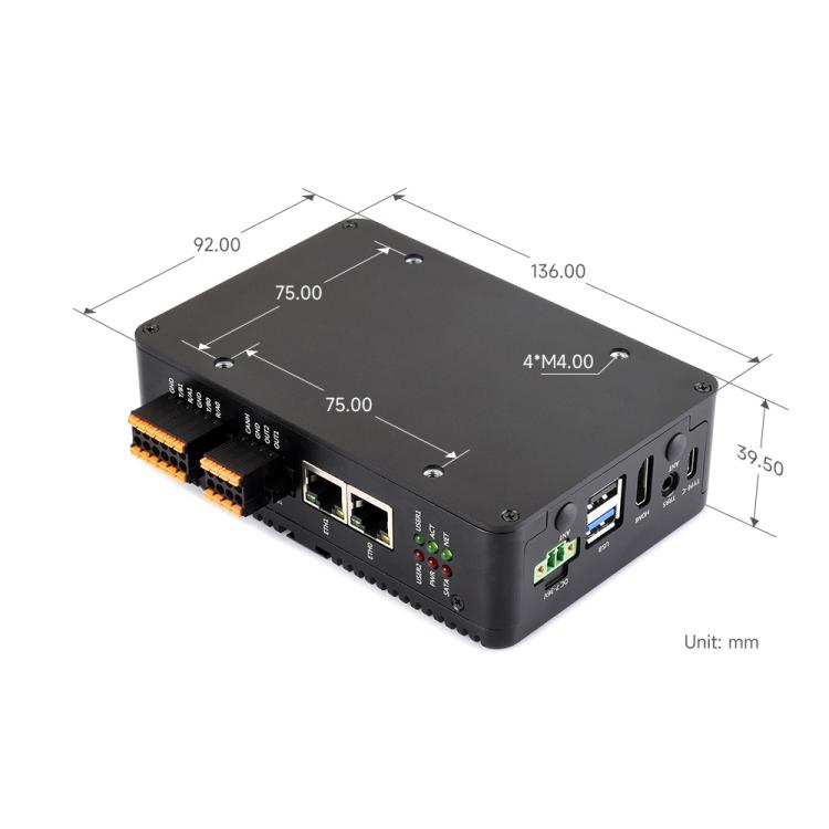 Waveshare Gigabit/2.5G Dual Ethernet Industrial Computer Based On Raspberry Pi CM5 4 x RS485