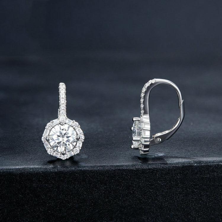 MSE002 S925 Sterling Silver Moissanite Zirconia Elegant Earrings White Gold Plated