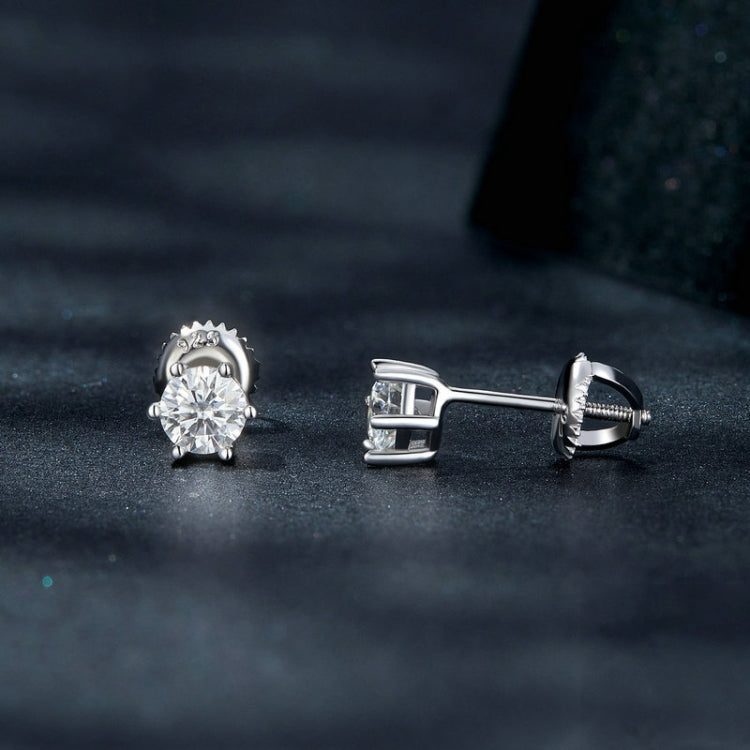 MSE007 S925 Sterling Silver Moissanite White Gold Plated Simple Elegant Earrings