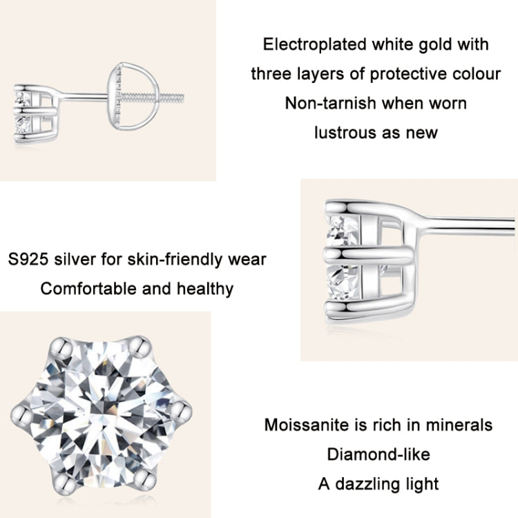 MSE007 S925 Sterling Silver Moissanite White Gold Plated Simple Elegant Earrings