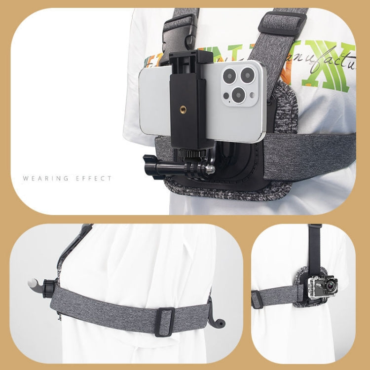 XD-002 Chest Strap Mount Front Rear Holder for  for GoPro Hero11 Black / HERO10 Black / HERO9 Black / HERO8 Black / HERO7 /6 /5 /5 Session /4 Session /4 /3+ /3 /2 /1, Insta360 , DJI Osmo Action and Other Action Cameras, Smartphones