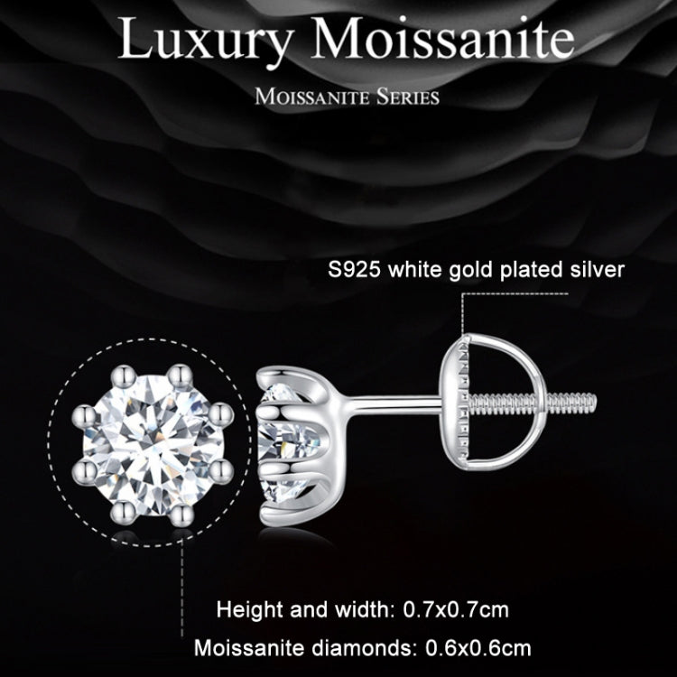 MSE008 S925 Sterling Silver Moissanite White Gold Plated Simple Elegant Earrings
