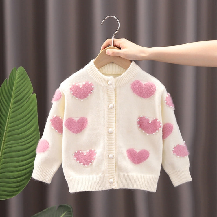 Girls Love Sweater Cardigan Autumn and Winter Knitted Sweater Jacket, Size: