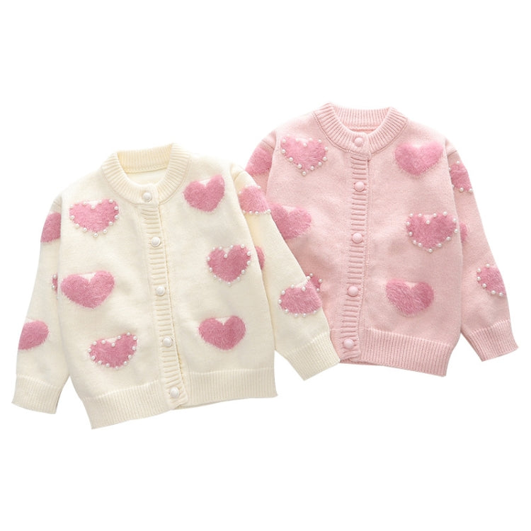 Girls Love Sweater Cardigan Autumn and Winter Knitted Sweater Jacket, Size: