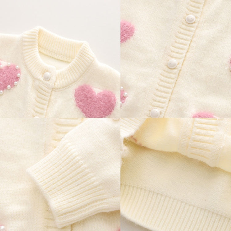 Girls Love Sweater Cardigan Autumn and Winter Knitted Sweater Jacket, Size: