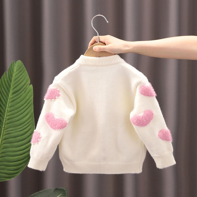 Girls Love Sweater Cardigan Autumn and Winter Knitted Sweater Jacket, Size:
