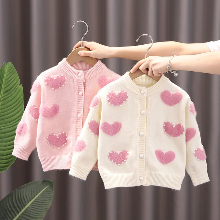 Girls Love Sweater Cardigan Autumn and Winter Knitted Sweater Jacket, Size: