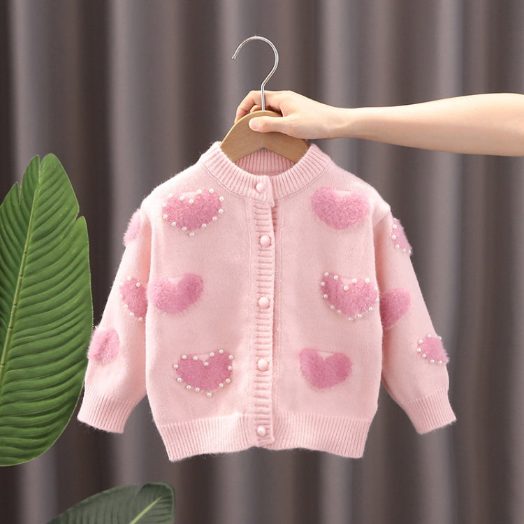 Girls Love Sweater Cardigan Autumn and Winter Knitted Sweater Jacket, Size: