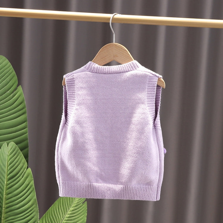 Baby Girl Knitted Vest Flower Sweater Outer Undershirt, Size: