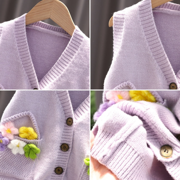 Baby Girl Knitted Vest Flower Sweater Outer Undershirt, Size: