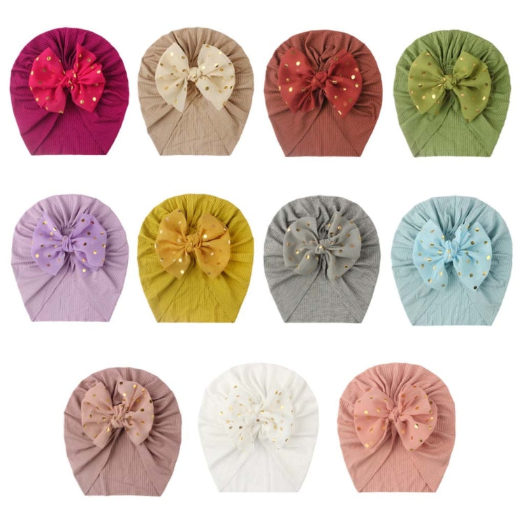 3 PCS X-21005 Soft Threaded Baby Hats Children Bow Turban Cap