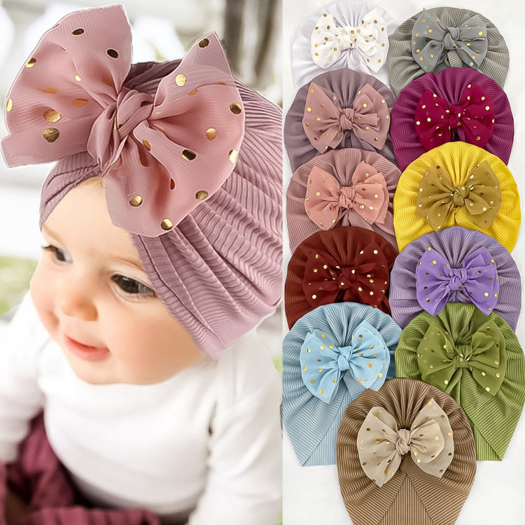 3 PCS X-21005 Soft Threaded Baby Hats Children Bow Turban Cap