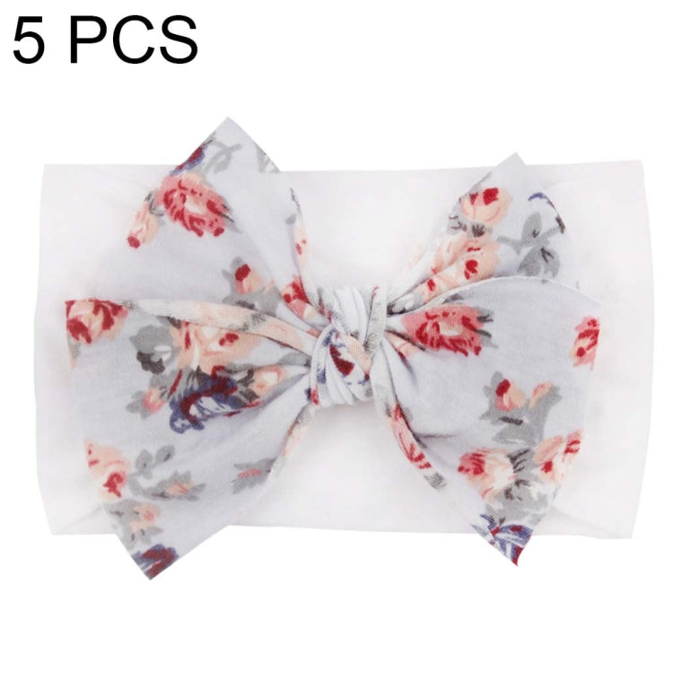 5 PCS X-20103 Baby Elastic Turban Bohemian Children Bow Nylon Hairbands