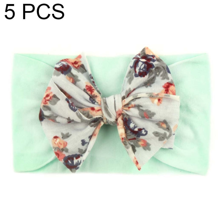 5 PCS X-20103 Baby Elastic Turban Bohemian Children Bow Nylon Hairbands