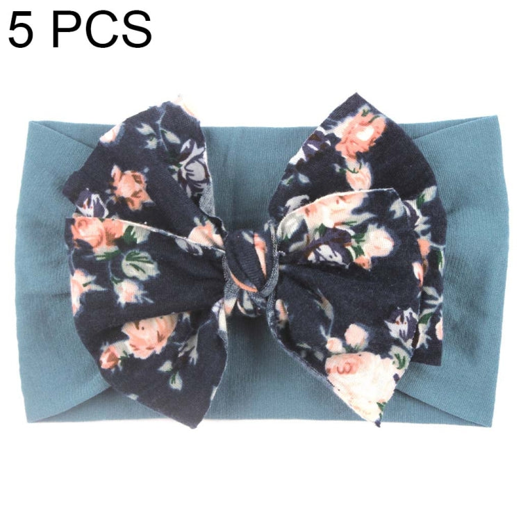 5 PCS X-20103 Baby Elastic Turban Bohemian Children Bow Nylon Hairbands