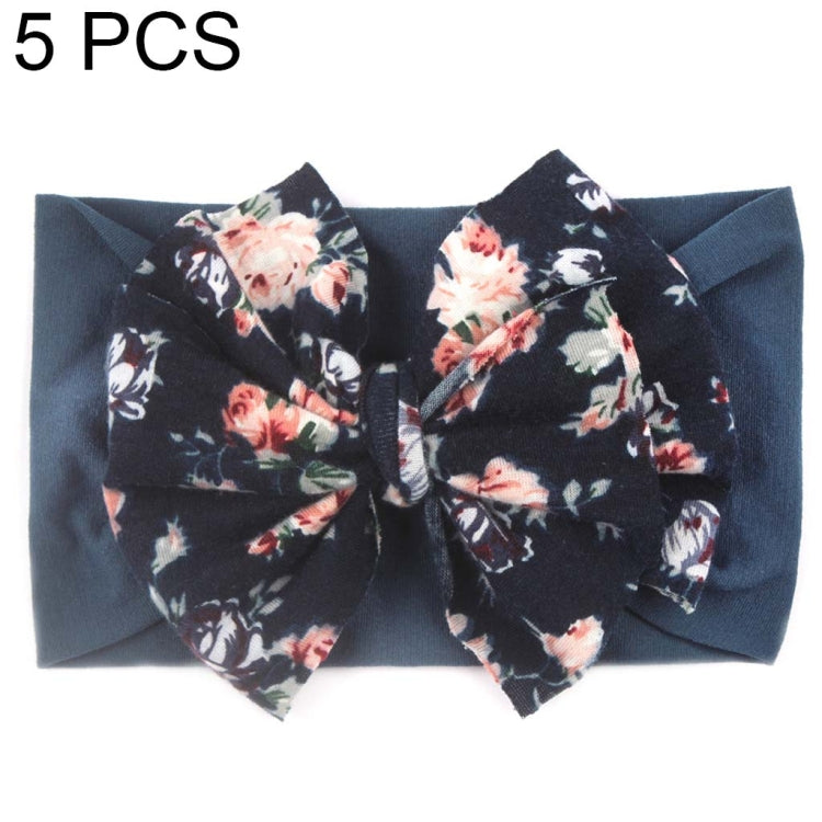 5 PCS X-20103 Baby Elastic Turban Bohemian Children Bow Nylon Hairbands