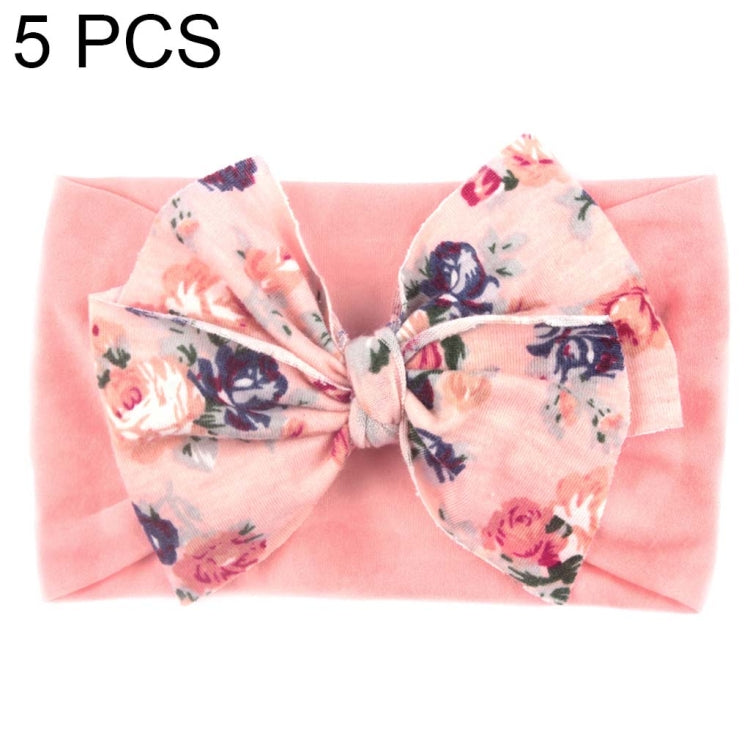 5 PCS X-20103 Baby Elastic Turban Bohemian Children Bow Nylon Hairbands