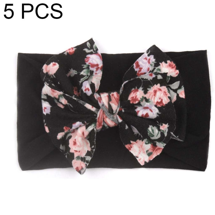 5 PCS X-20103 Baby Elastic Turban Bohemian Children Bow Nylon Hairbands