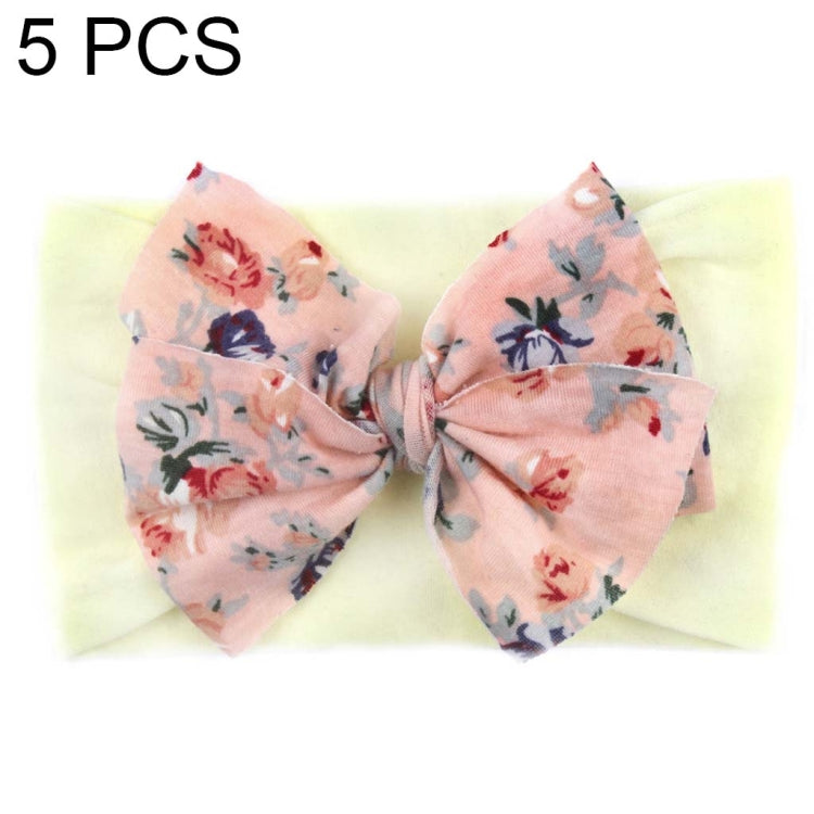 5 PCS X-20103 Baby Elastic Turban Bohemian Children Bow Nylon Hairbands