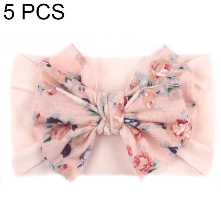5 PCS X-20103 Baby Elastic Turban Bohemian Children Bow Nylon Hairbands