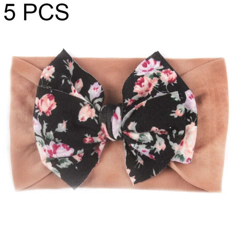 5 PCS X-20103 Baby Elastic Turban Bohemian Children Bow Nylon Hairbands