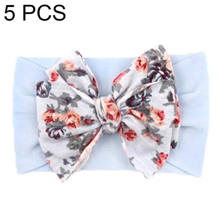 5 PCS X-20103 Baby Elastic Turban Bohemian Children Bow Nylon Hairbands