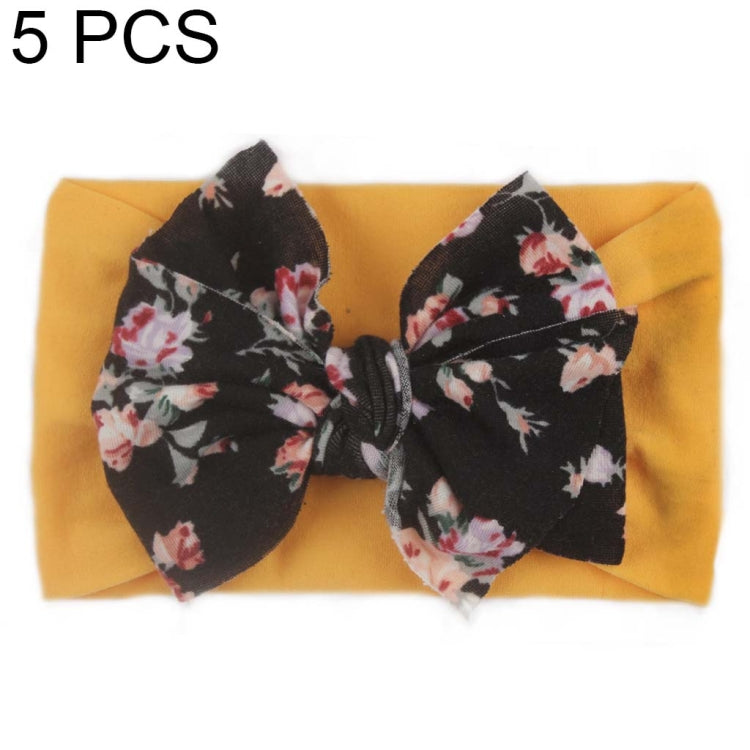 5 PCS X-20103 Baby Elastic Turban Bohemian Children Bow Nylon Hairbands