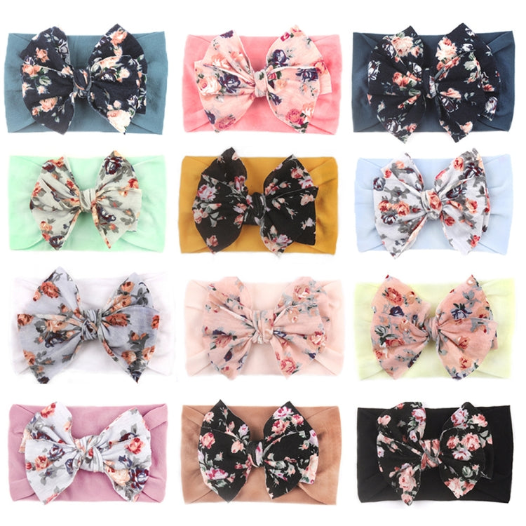 5 PCS X-20103 Baby Elastic Turban Bohemian Children Bow Nylon Hairbands