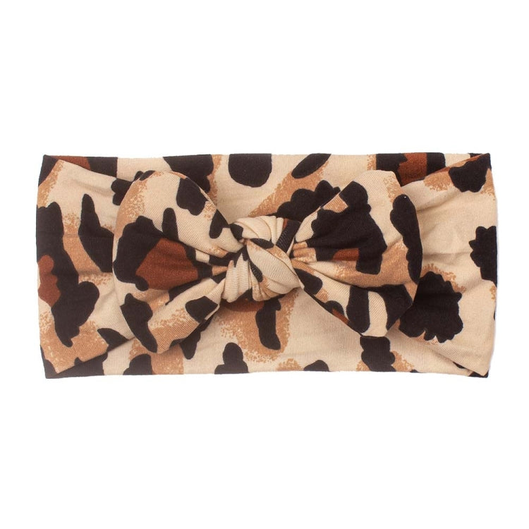 5 PCS X-22070 Baby Leopard Printing Headbands Children Elastic Bow Turban