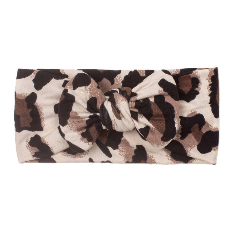5 PCS X-22070 Baby Leopard Printing Headbands Children Elastic Bow Turban