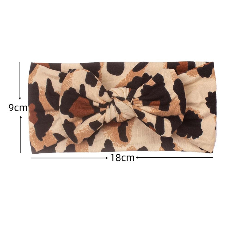 5 PCS X-22070 Baby Leopard Printing Headbands Children Elastic Bow Turban