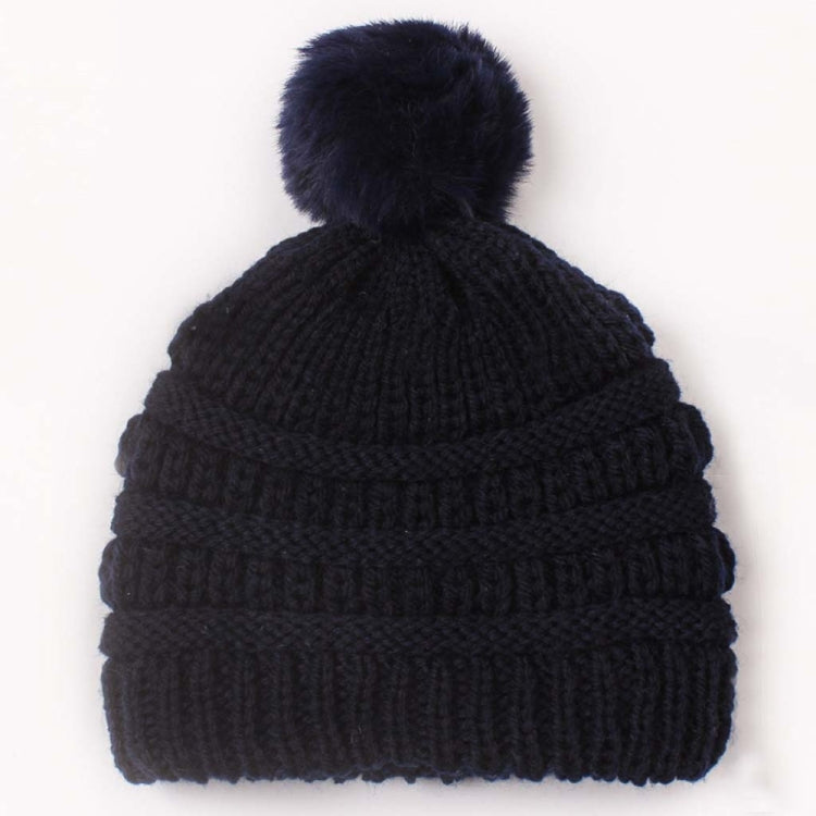 2 PCS X-22044 Baby Knitted Cap Children Autumn and Winter Fur Ball Warming Cap