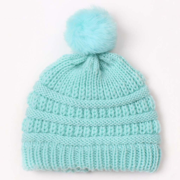 2 PCS X-22044 Baby Knitted Cap Children Autumn and Winter Fur Ball Warming Cap