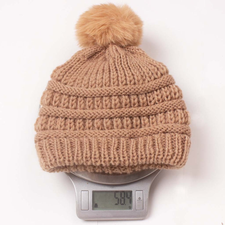 2 PCS X-22044 Baby Knitted Cap Children Autumn and Winter Fur Ball Warming Cap