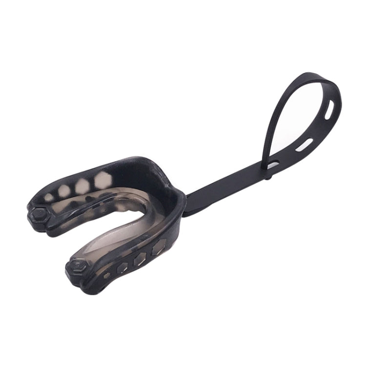 2pcs Mouthguard Braces Boxing Taekwondo Combat Protective Gear With Lanyard, Style: Medium (Black)
