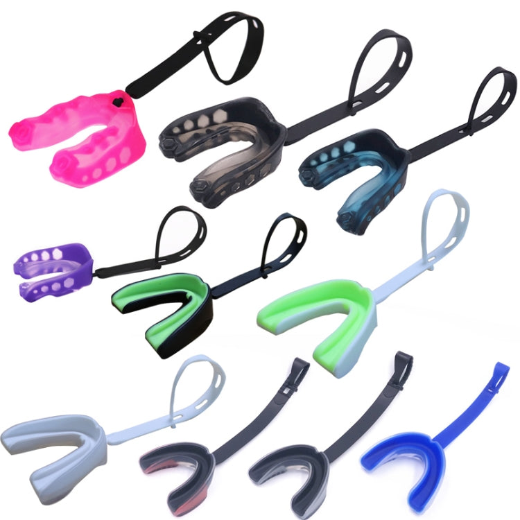 2pcs Mouthguard Braces Boxing Taekwondo Combat Protective Gear With Lanyard, Style: Medium (Black)