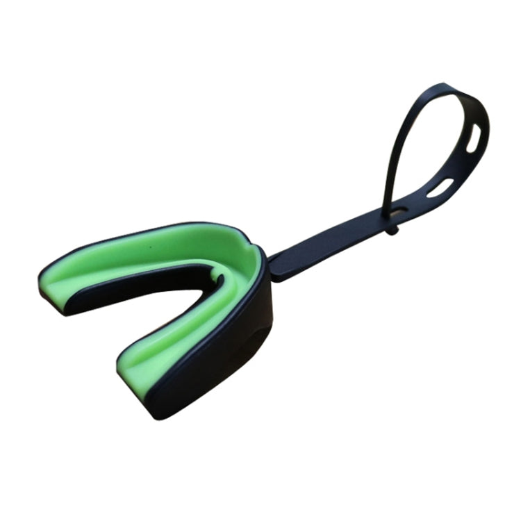 2pcs Mouthguard Braces Boxing Taekwondo Combat Protective Gear With Lanyard, Style: Black Green